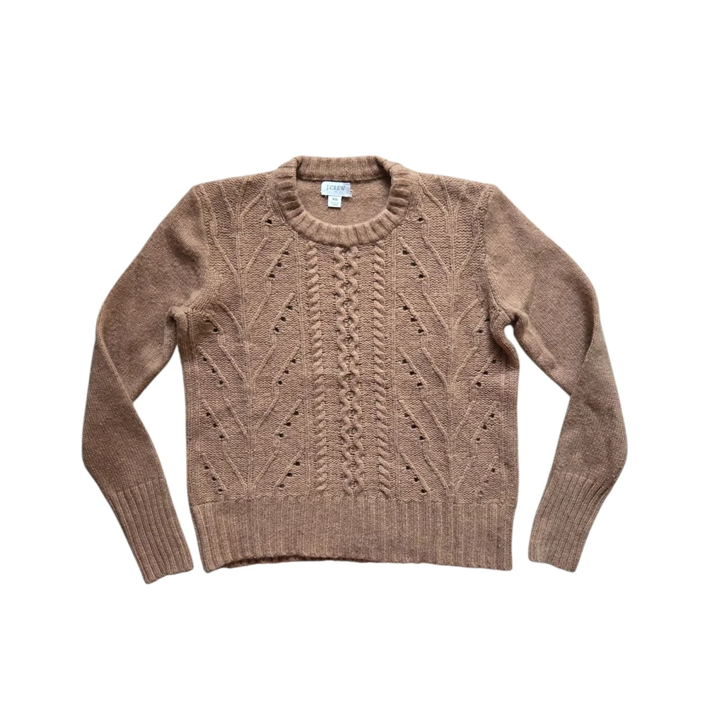 J.Crew Factory‎ Tan Cable Knit Sweater Women’s XS Classic Neutral Fall Winter